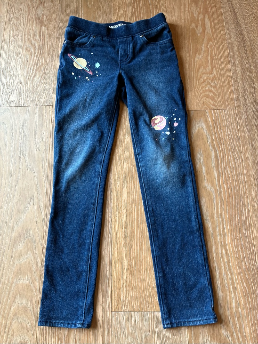 Lands End Girls Jeggings Size 7 Iron Knee Planet Print
